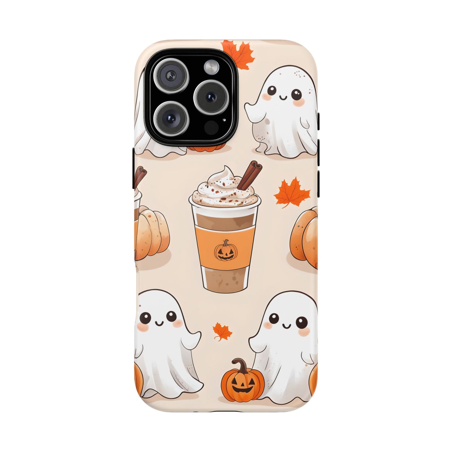 Kawaii Ghost Phone Case, Halloween Coffee Case, Pumpkin Spice iPhone Cover, Cute Fall Phone Grip, Spooky Season Aesthetic