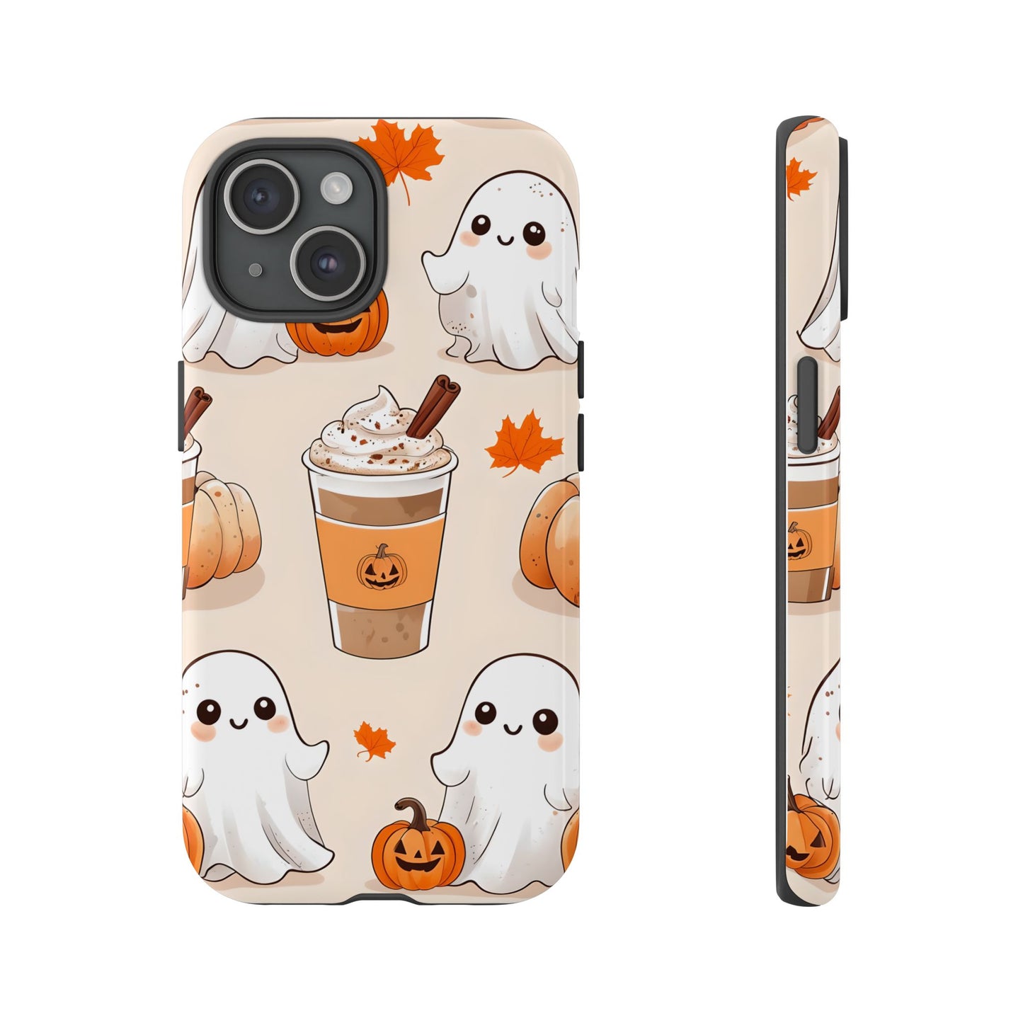 Kawaii Ghost Phone Case, Halloween Coffee Case, Pumpkin Spice iPhone Cover, Cute Fall Phone Grip, Spooky Season Aesthetic