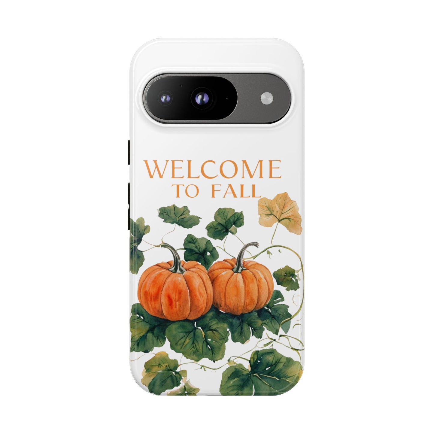 Welcome to Fall Phone Case, Pumpkin Autumn Leaves Design, Fall Aesthetic iPhone Cover, Seasonal Harvest Gift for Her
