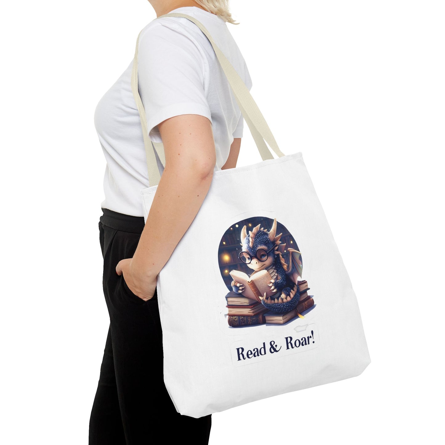 Enchanting Reads Dragon Tote Bag - Perfect for Book Lovers, Readers, Gifts, Literary Events, Reading Clubs!