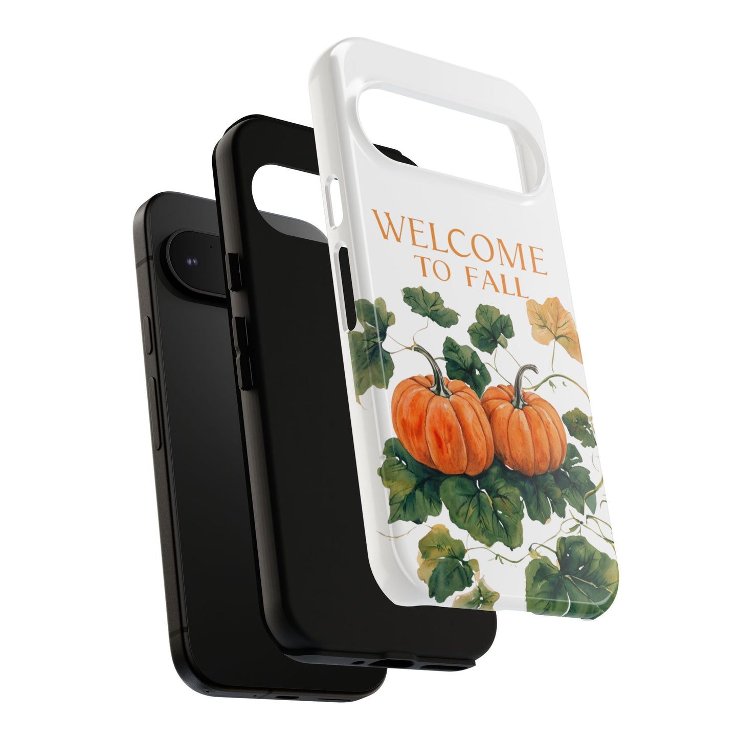 Welcome to Fall Phone Case, Pumpkin Autumn Leaves Design, Fall Aesthetic iPhone Cover, Seasonal Harvest Gift for Her