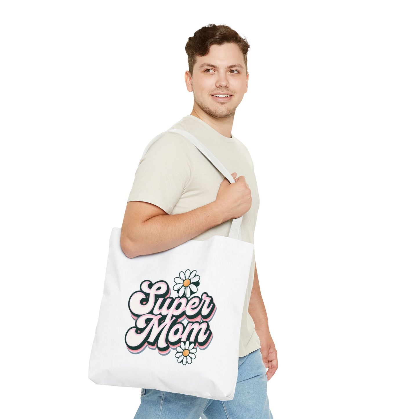 Super Mom Tote Bag - Floral Gift for Mothers Day, Shopping Bag, Eco-Friendly, Everyday Use, Mother's Day Gift, Mom Life