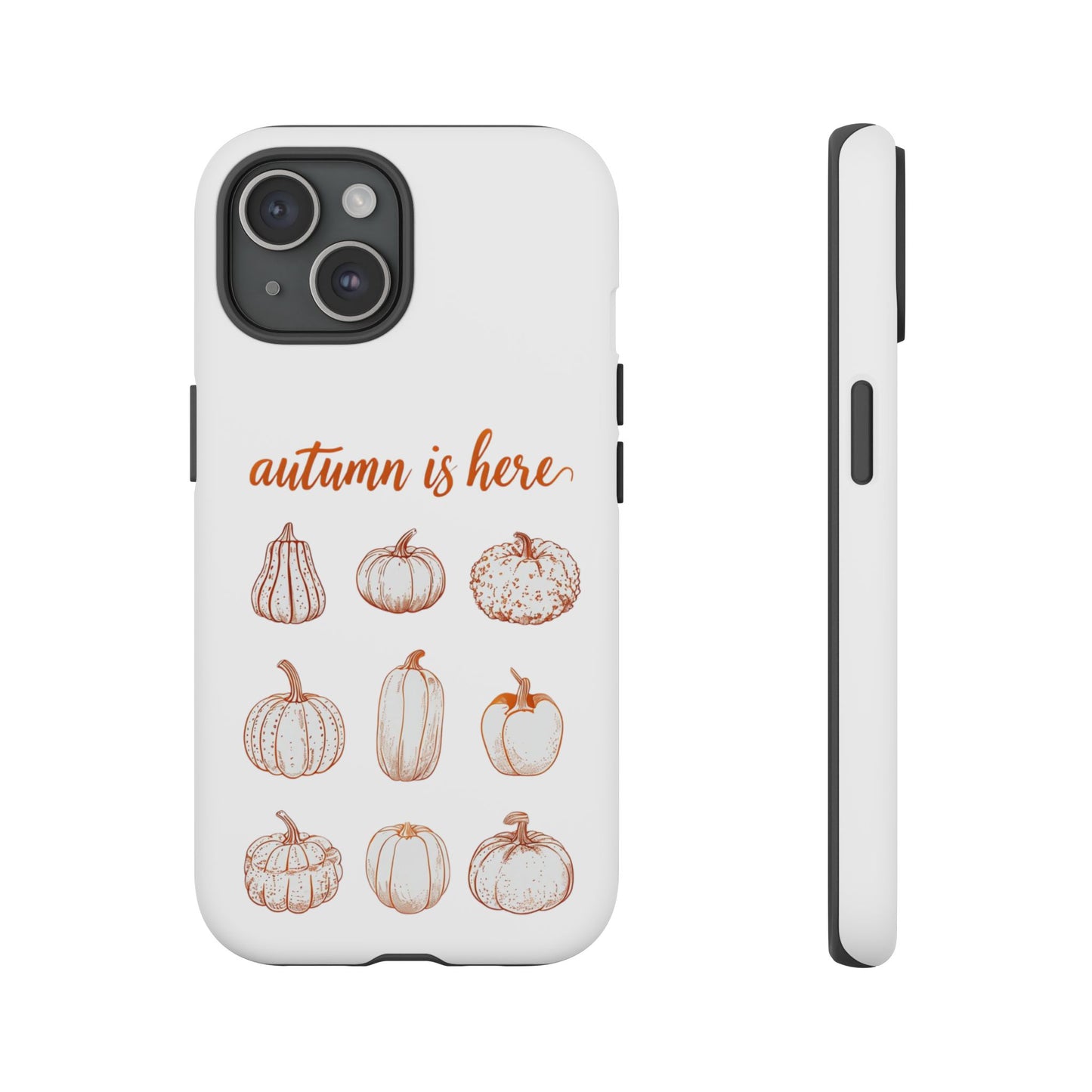 Autumn is Here Pumpkin Phone Case, Fall Pumpkin Illustration Phone Cover, Seasonal Autumn Phone Accessory