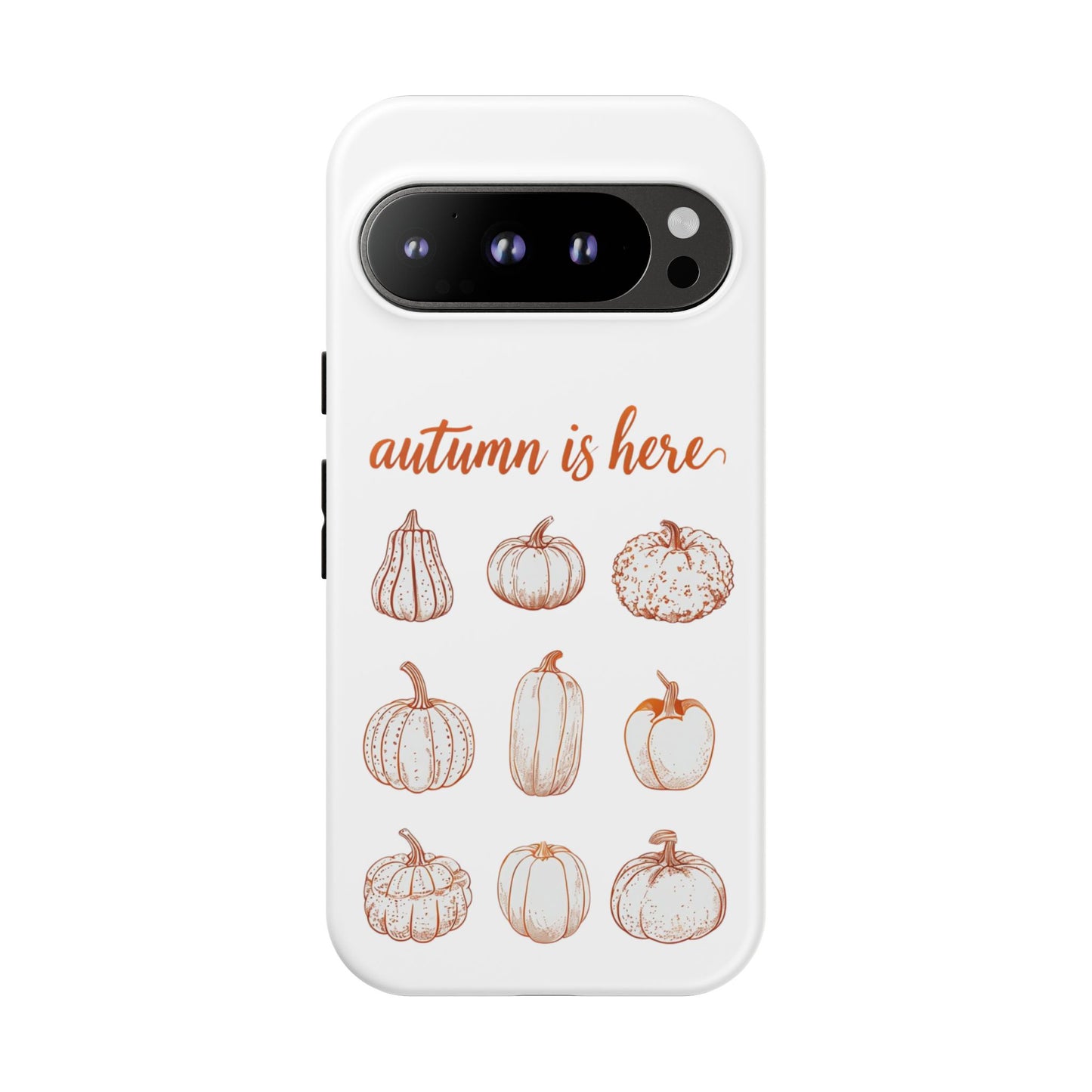 Autumn is Here Pumpkin Phone Case, Fall Pumpkin Illustration Phone Cover, Seasonal Autumn Phone Accessory