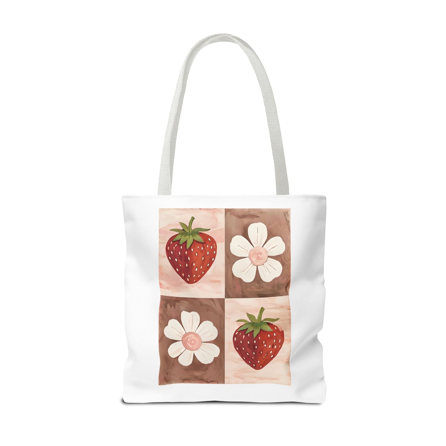 Strawberry Floral Tote Bag, Perfect for Spring, Eco-Friendly Shopping, Farmers Market, Gifts for Her, Cute Weekend Bag