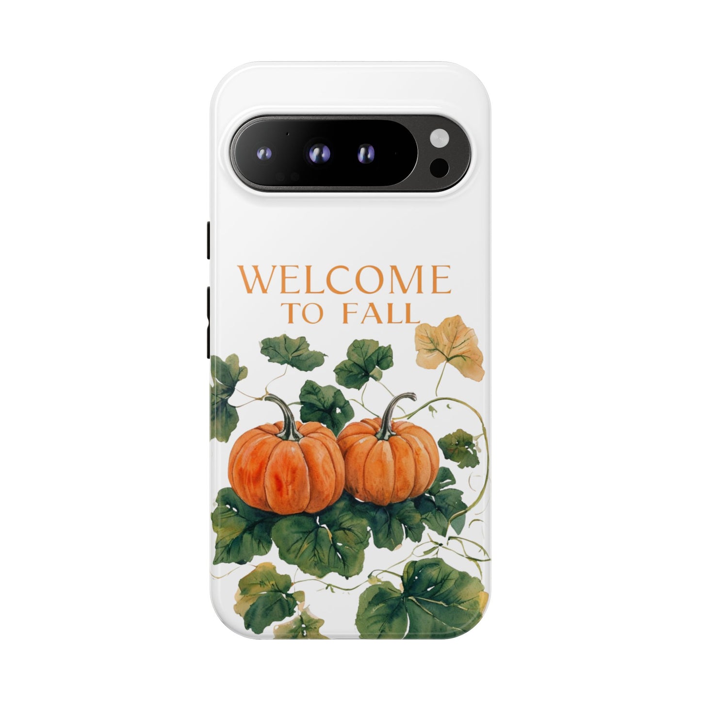 Welcome to Fall Phone Case, Pumpkin Autumn Leaves Design, Fall Aesthetic iPhone Cover, Seasonal Harvest Gift for Her