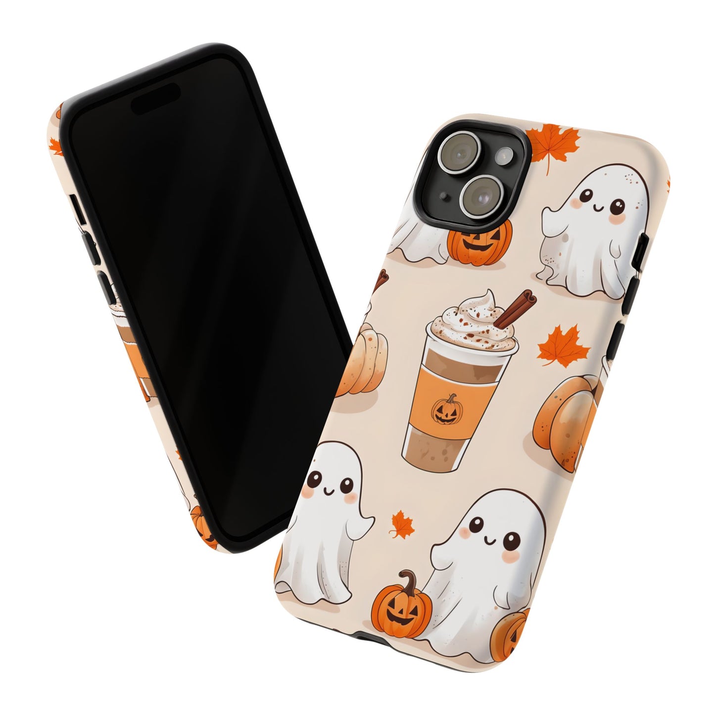 Kawaii Ghost Phone Case, Halloween Coffee Case, Pumpkin Spice iPhone Cover, Cute Fall Phone Grip, Spooky Season Aesthetic