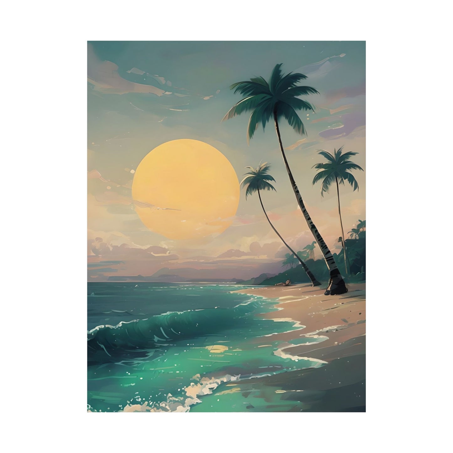 Beach Sunset Vertical Posters - Tropical Wall Art, Ocean Decor, Summer Vibes, Relaxation Artwork, Gift for Nature Lovers
