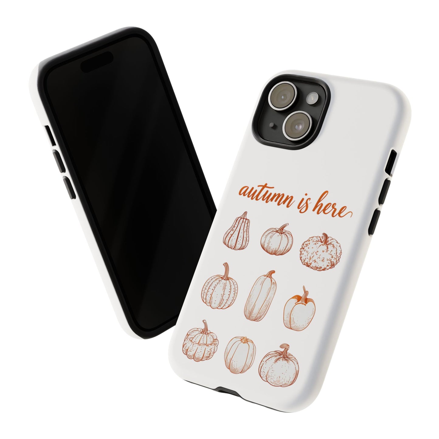 Autumn is Here Pumpkin Phone Case, Fall Pumpkin Illustration Phone Cover, Seasonal Autumn Phone Accessory