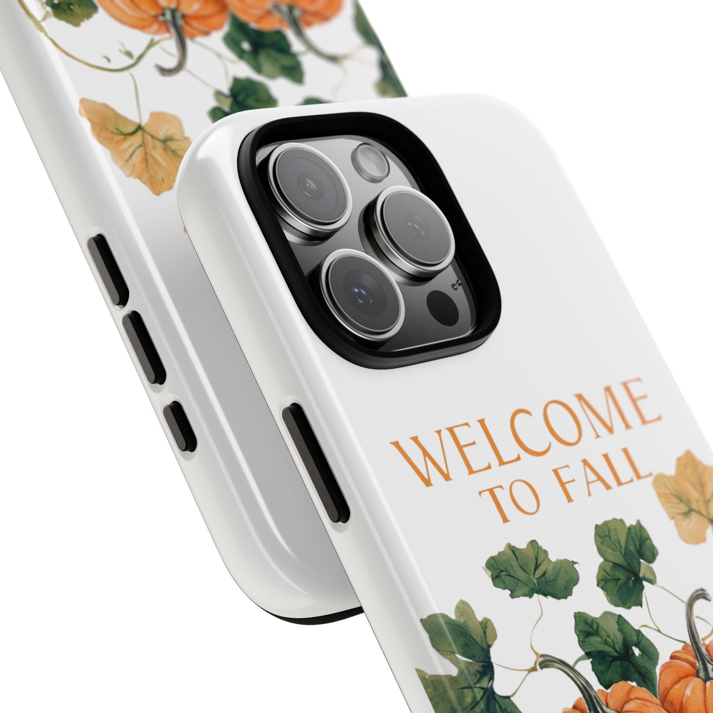 Welcome to Fall Phone Case, Pumpkin Autumn Leaves Design, Fall Aesthetic iPhone Cover, Seasonal Harvest Gift for Her