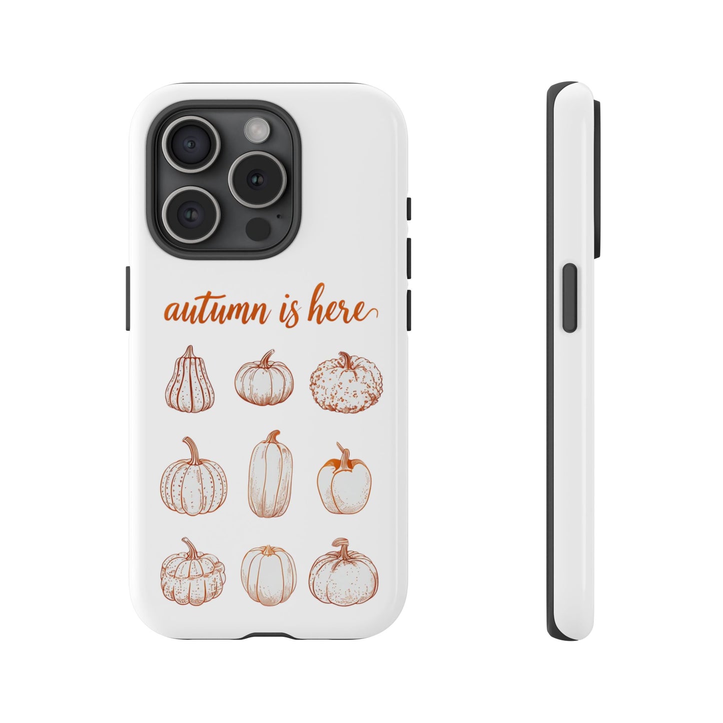 Autumn is Here Pumpkin Phone Case, Fall Pumpkin Illustration Phone Cover, Seasonal Autumn Phone Accessory