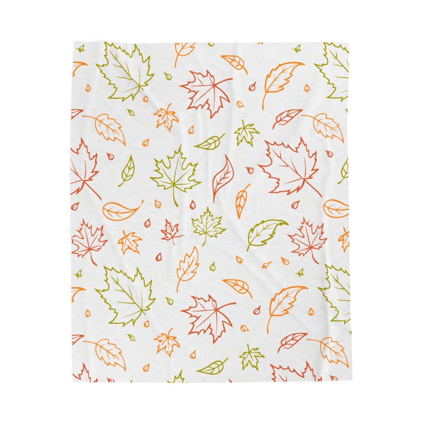 Fall Leaf Plush Blanket, Autumn Throw Blanket, Velveteen Cozy Blanket, Soft Fall Decor, Leaf Pattern Couch Blanket, 3 Sizes Available