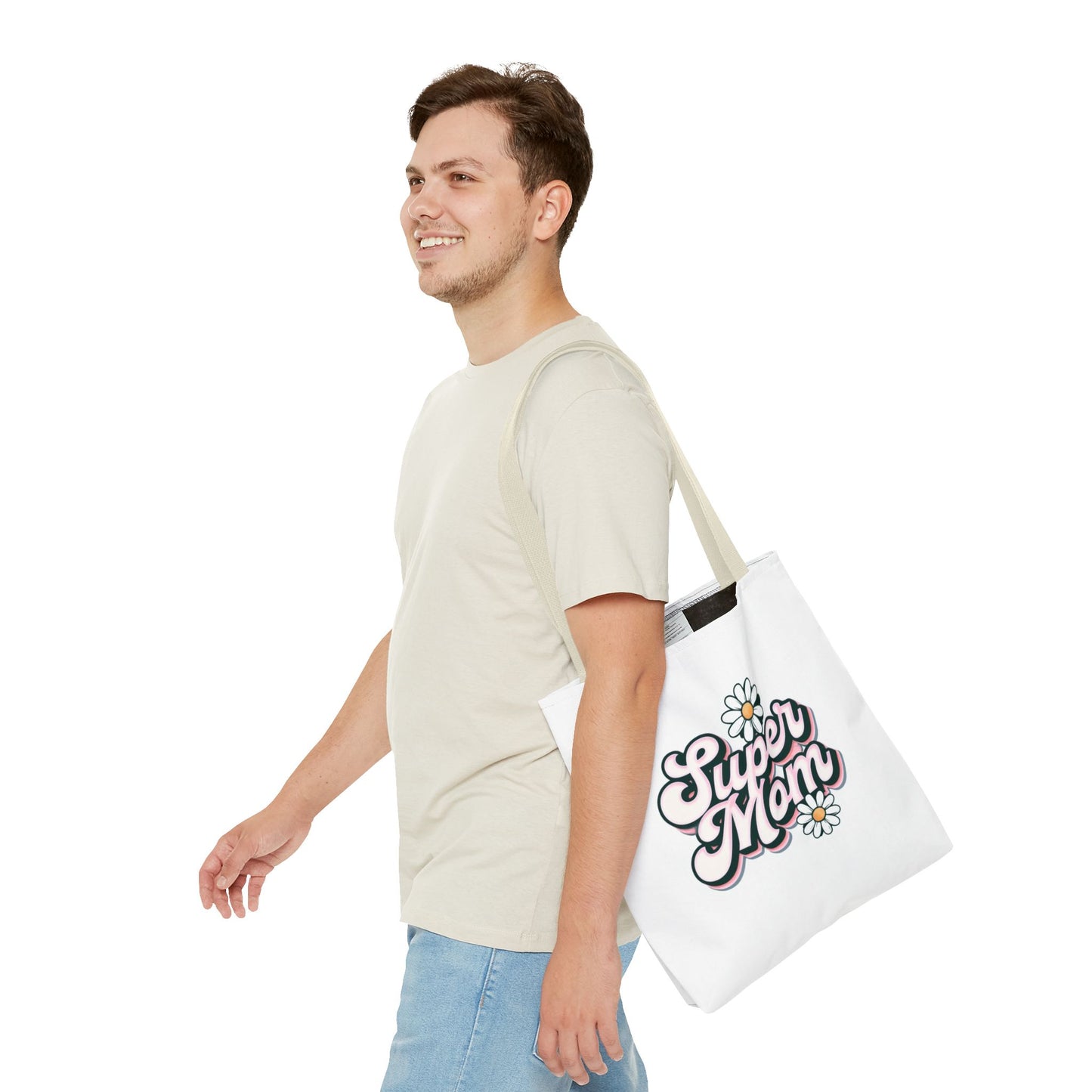 Super Mom Tote Bag - Floral Gift for Mothers Day, Shopping Bag, Eco-Friendly, Everyday Use, Mother's Day Gift, Mom Life