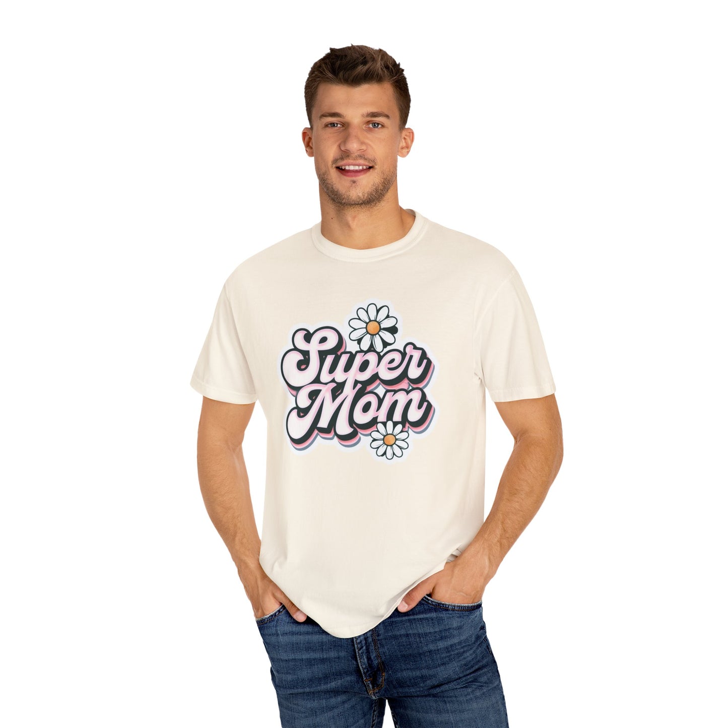 Super Mom T-Shirt, Cute Gift for Mothers Day, Casual Wear, Birthday Tee, Trendy Mom Apparel, Daisies Design