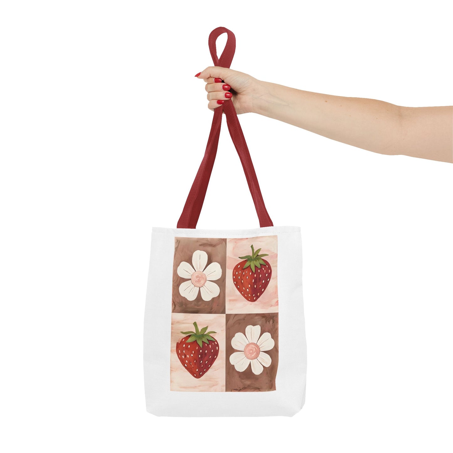 Strawberry Floral Tote Bag, Perfect for Spring, Eco-Friendly Shopping, Farmers Market, Gifts for Her, Cute Weekend Bag