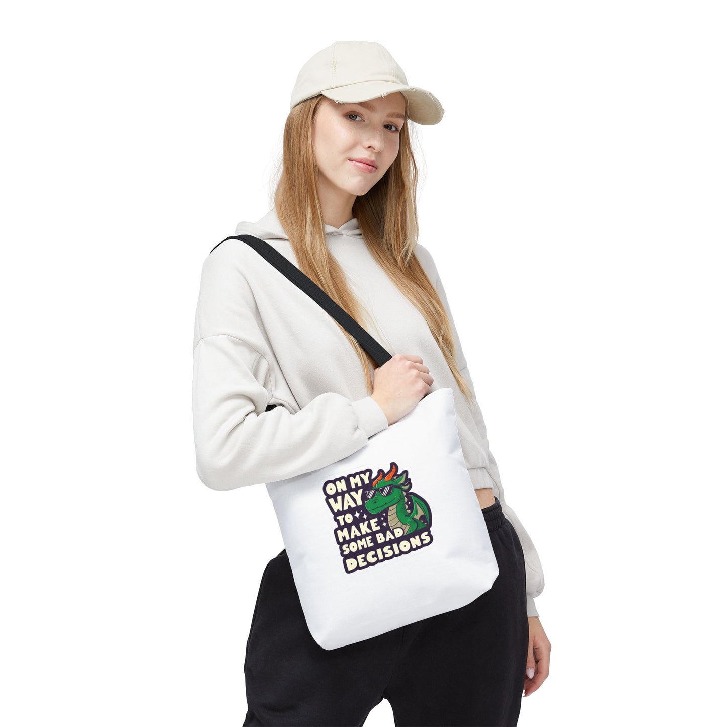Funny Dragon Tote Bag - "On My Way to Make Some Bad Decisions"