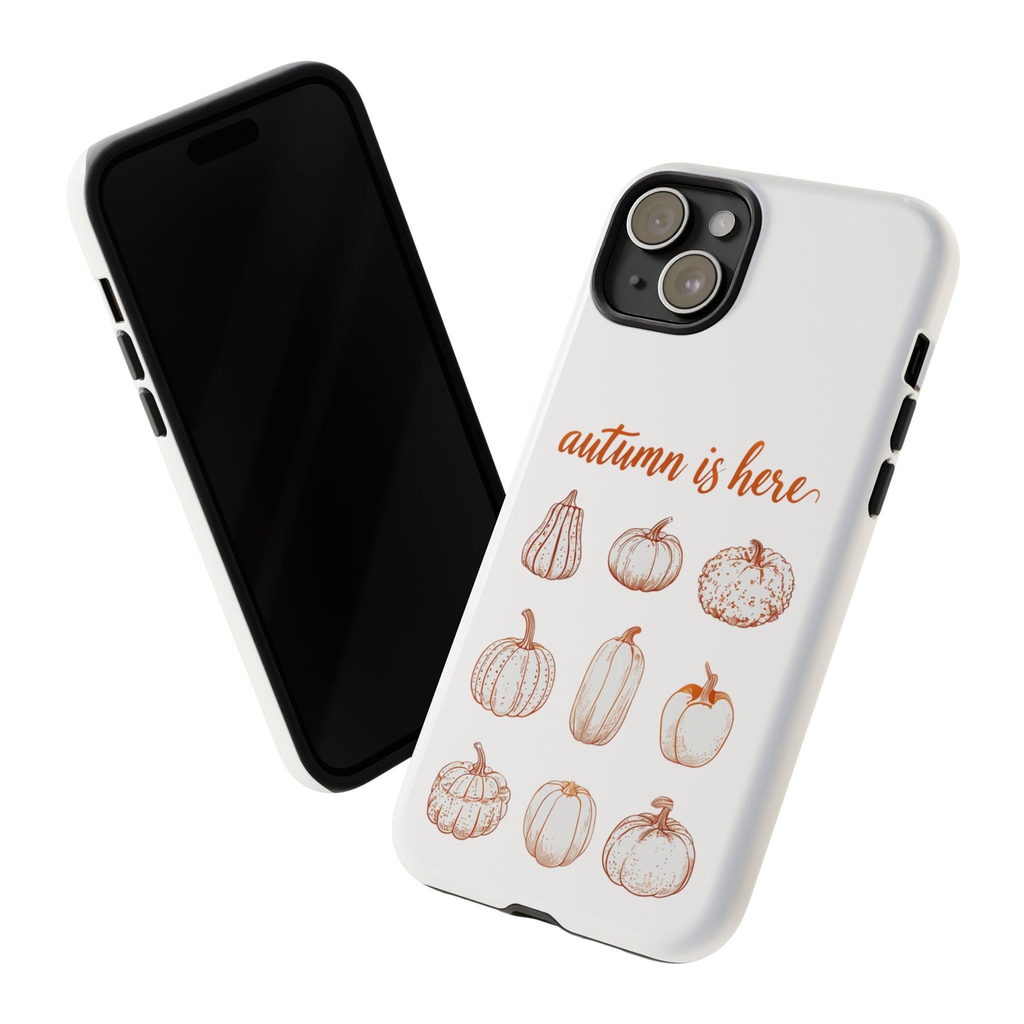 Autumn is Here Pumpkin Phone Case, Fall Pumpkin Illustration Phone Cover, Seasonal Autumn Phone Accessory