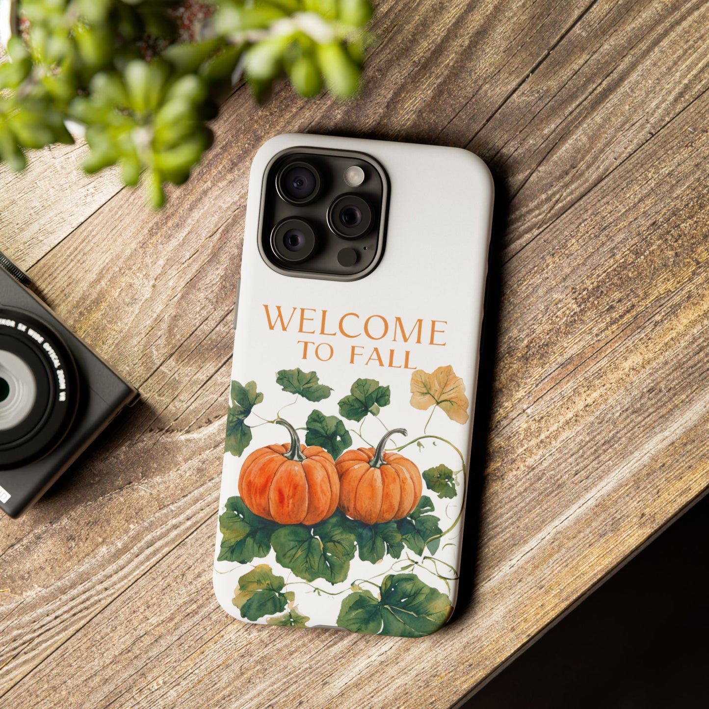 Welcome to Fall Phone Case, Pumpkin Autumn Leaves Design, Fall Aesthetic iPhone Cover, Seasonal Harvest Gift for Her