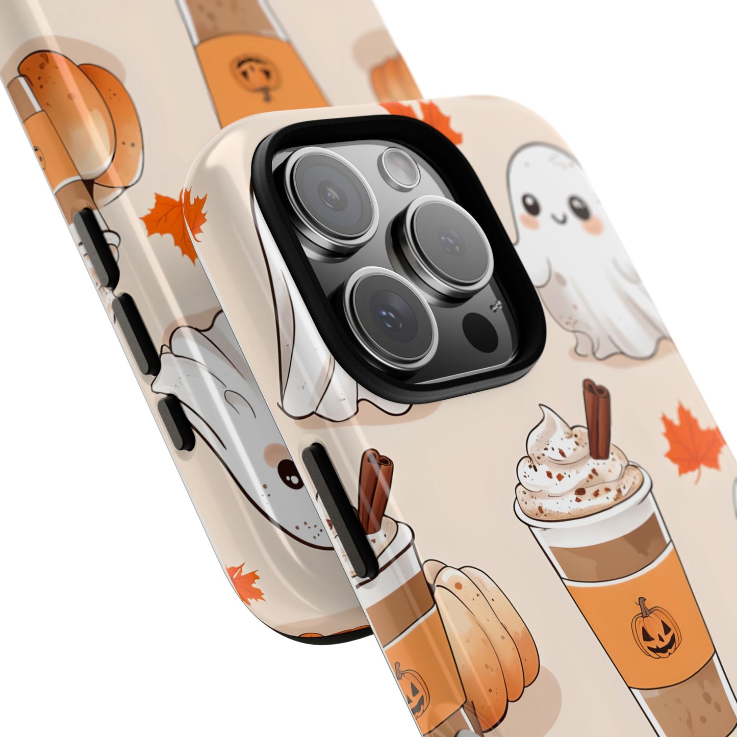 Kawaii Ghost Phone Case, Halloween Coffee Case, Pumpkin Spice iPhone Cover, Cute Fall Phone Grip, Spooky Season Aesthetic