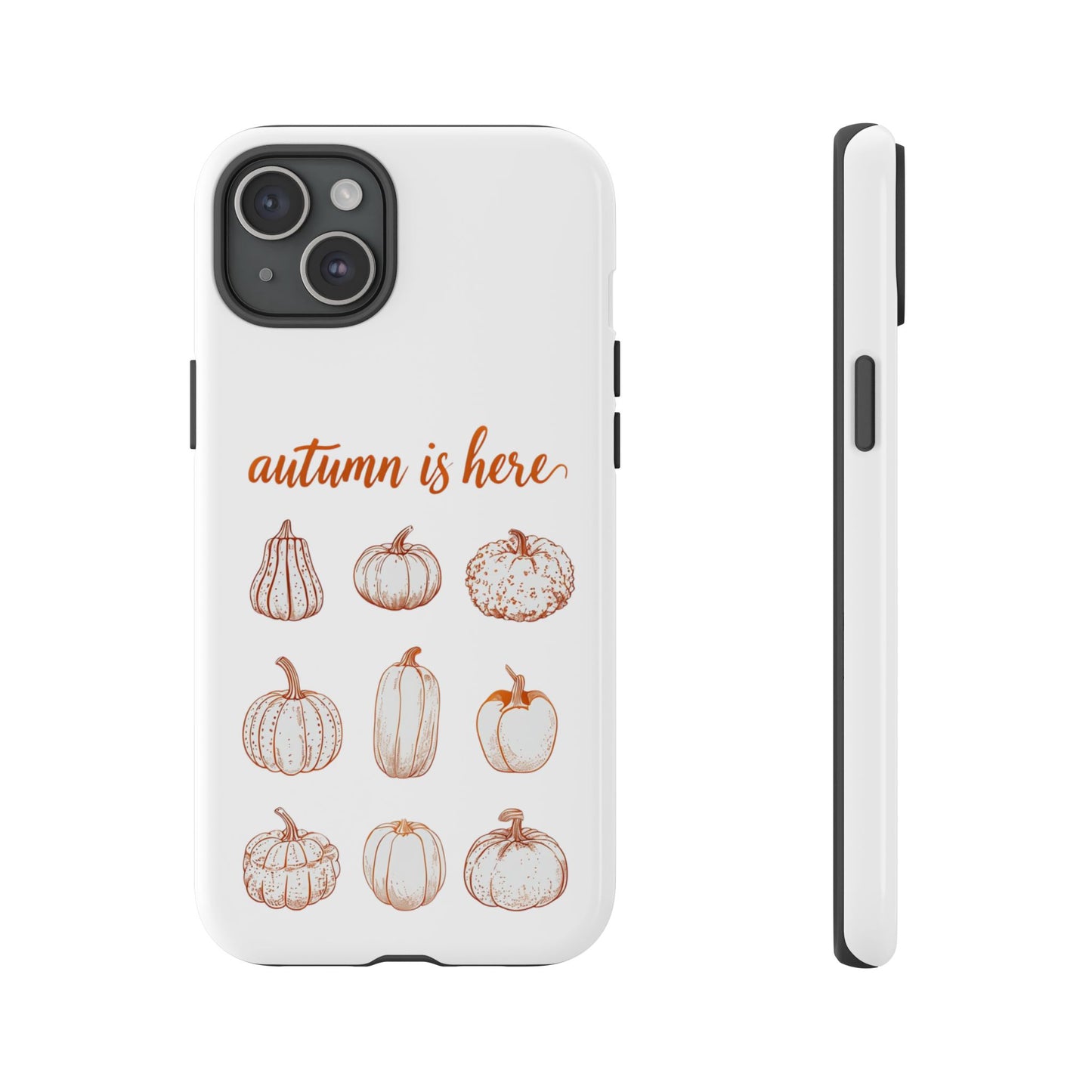 Autumn is Here Pumpkin Phone Case, Fall Pumpkin Illustration Phone Cover, Seasonal Autumn Phone Accessory