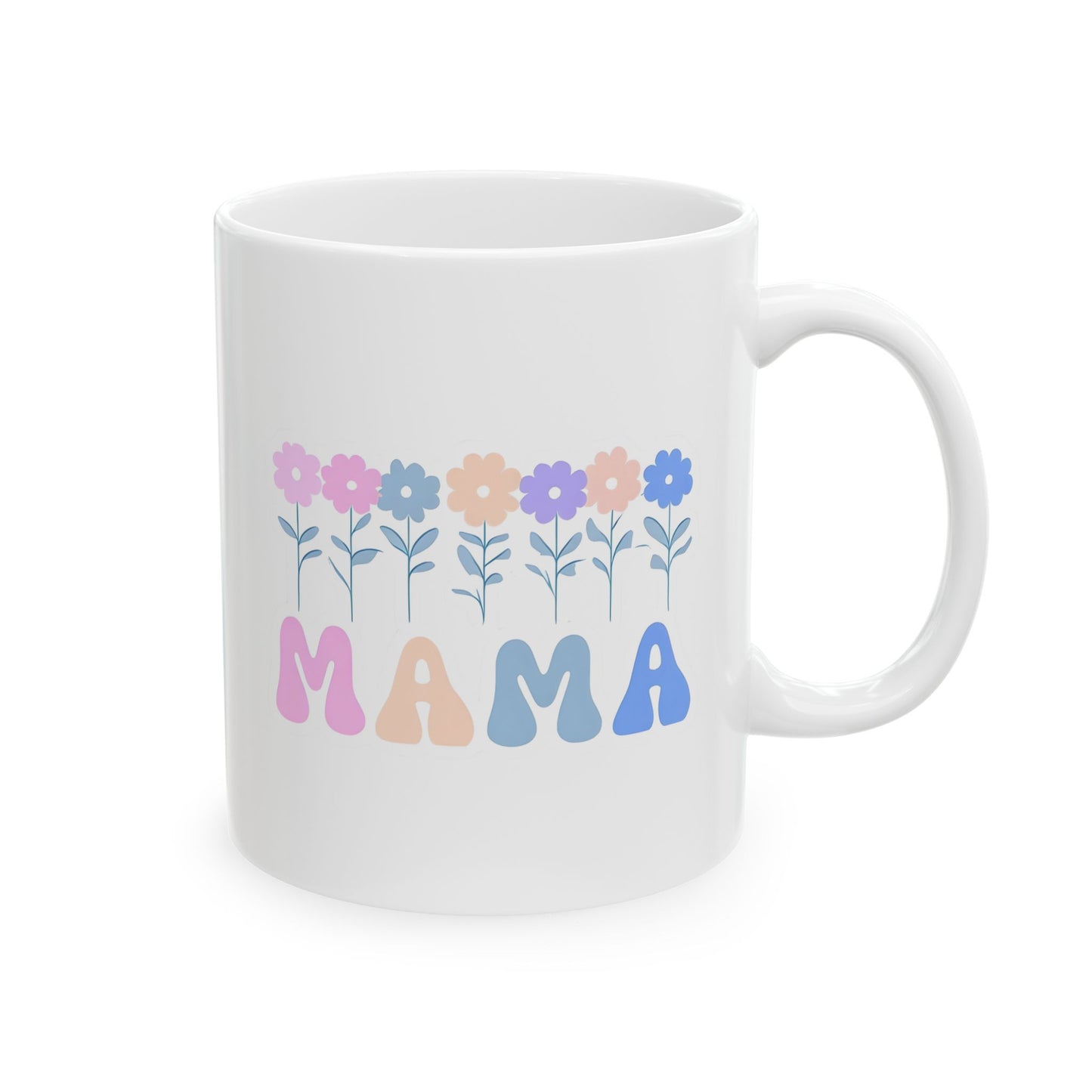 Pastel Floral Mama Mug - Colorful Ceramic Coffee Cup for Mother's Day, Birthday Gift, Tea Mug, Flower Design, Personalized Gift