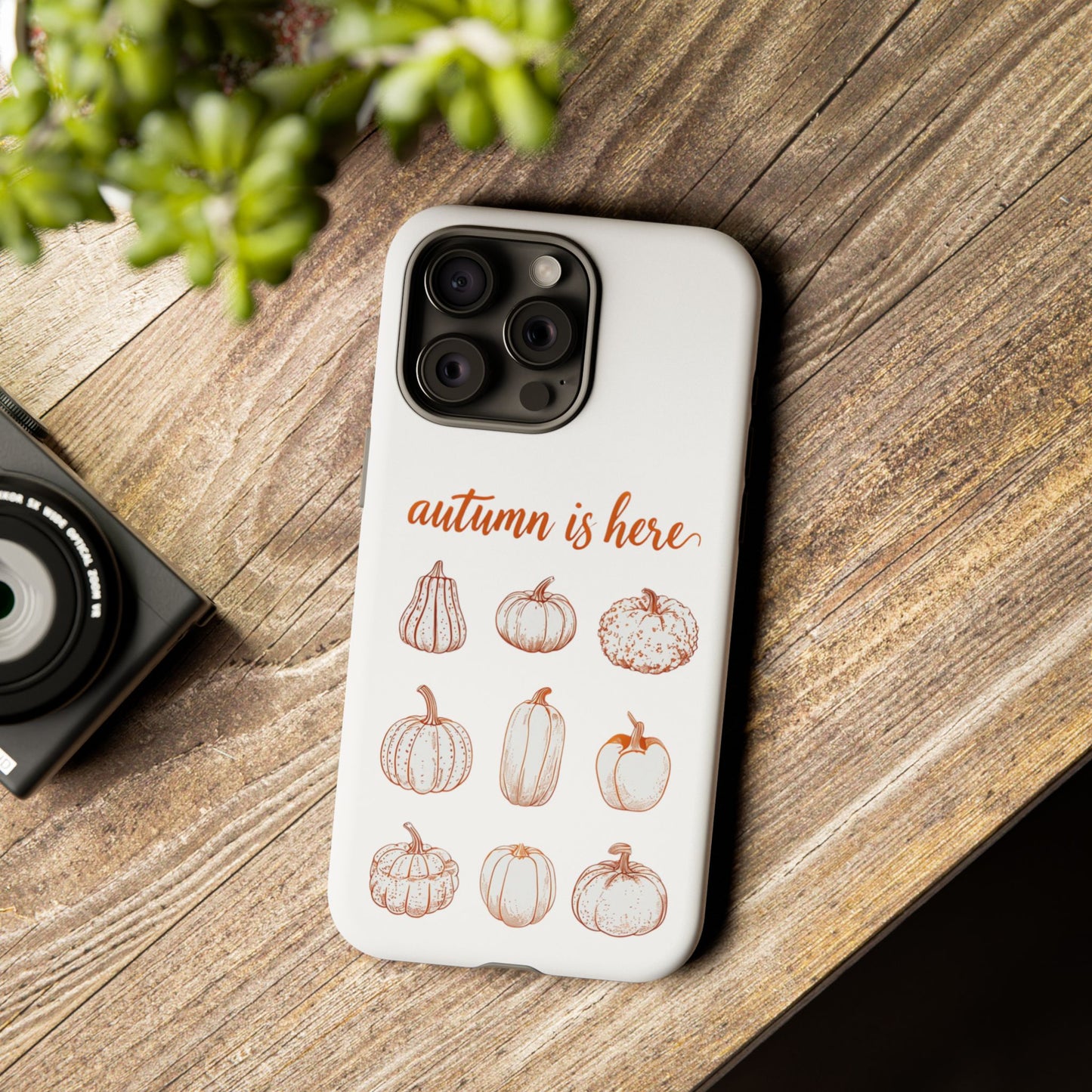 Autumn is Here Pumpkin Phone Case, Fall Pumpkin Illustration Phone Cover, Seasonal Autumn Phone Accessory