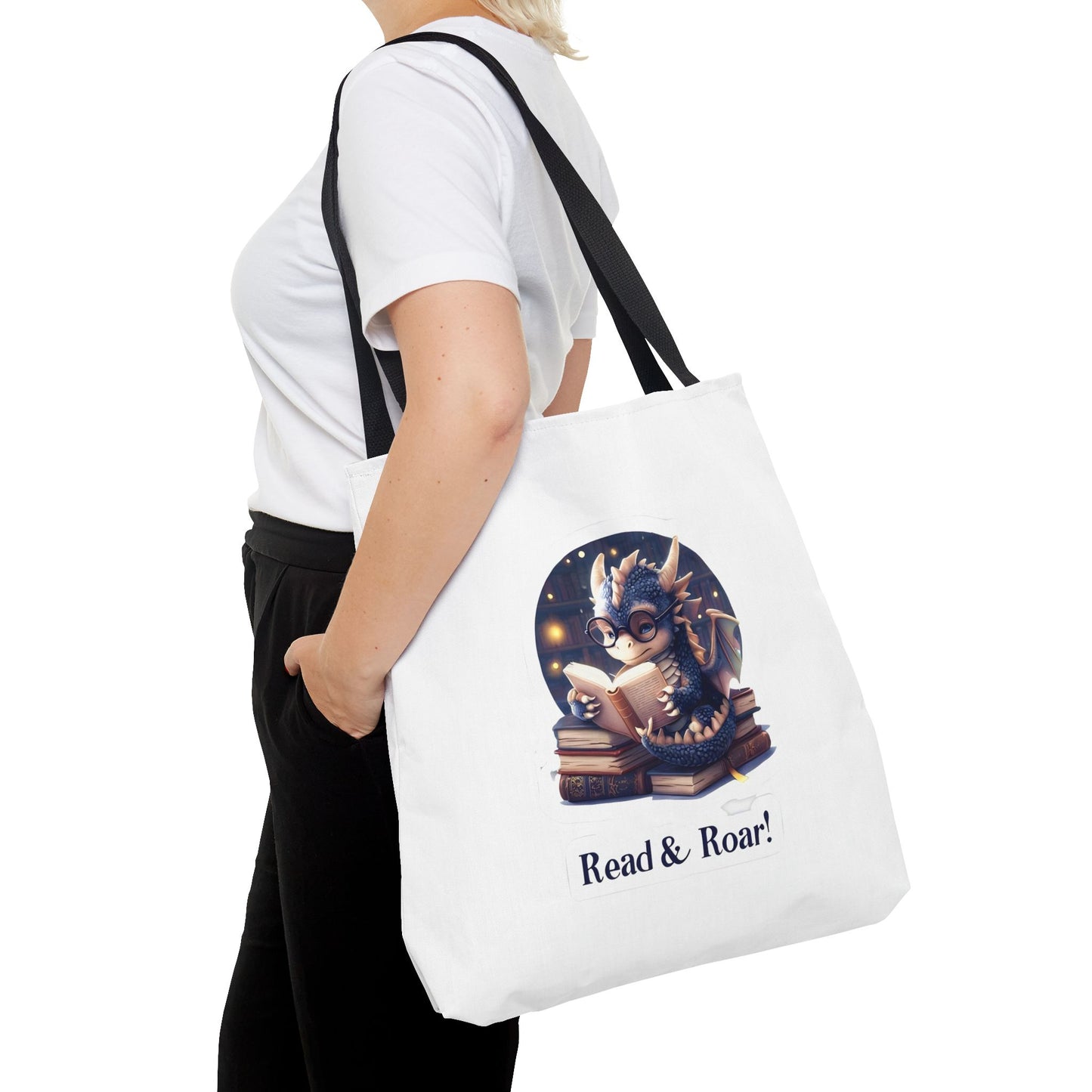 Enchanting Reads Dragon Tote Bag - Perfect for Book Lovers, Readers, Gifts, Literary Events, Reading Clubs!