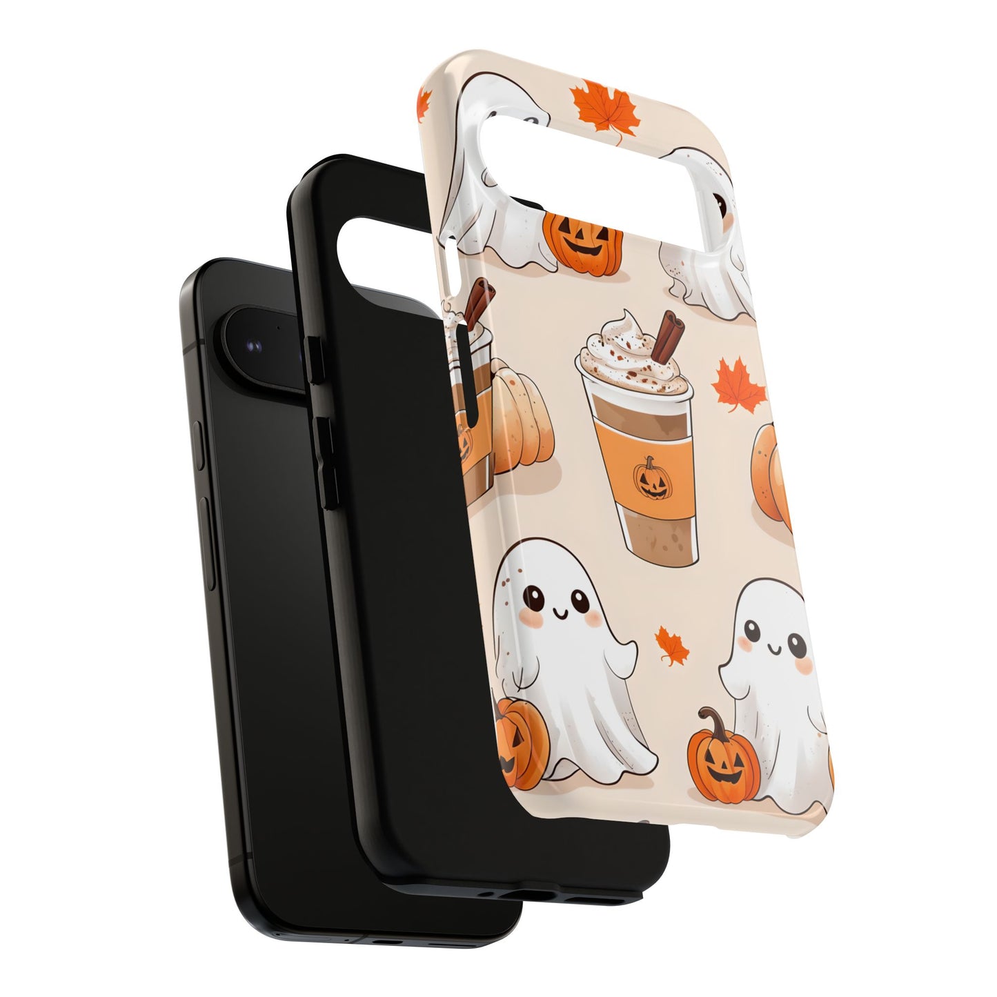 Kawaii Ghost Phone Case, Halloween Coffee Case, Pumpkin Spice iPhone Cover, Cute Fall Phone Grip, Spooky Season Aesthetic