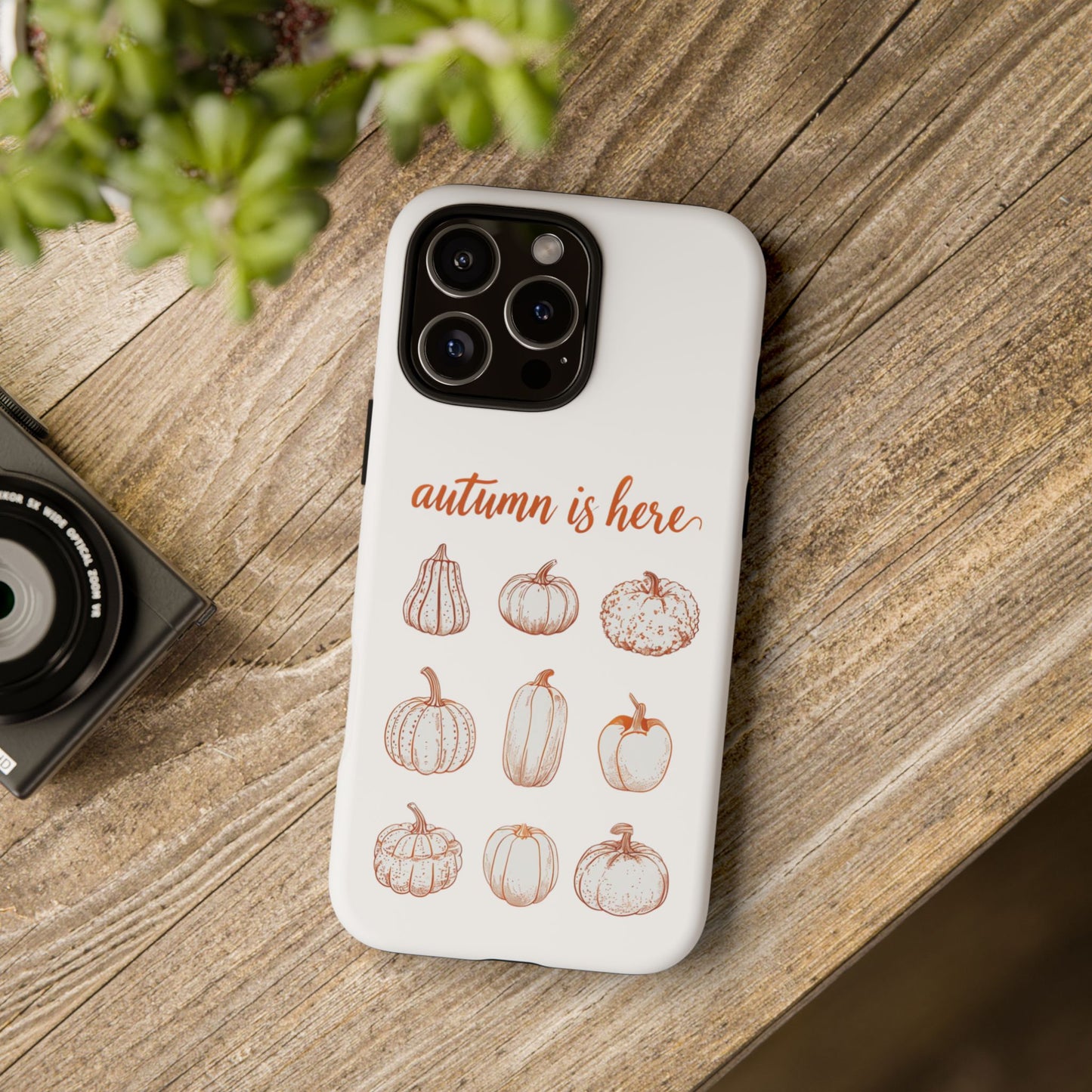 Autumn is Here Pumpkin Phone Case, Fall Pumpkin Illustration Phone Cover, Seasonal Autumn Phone Accessory