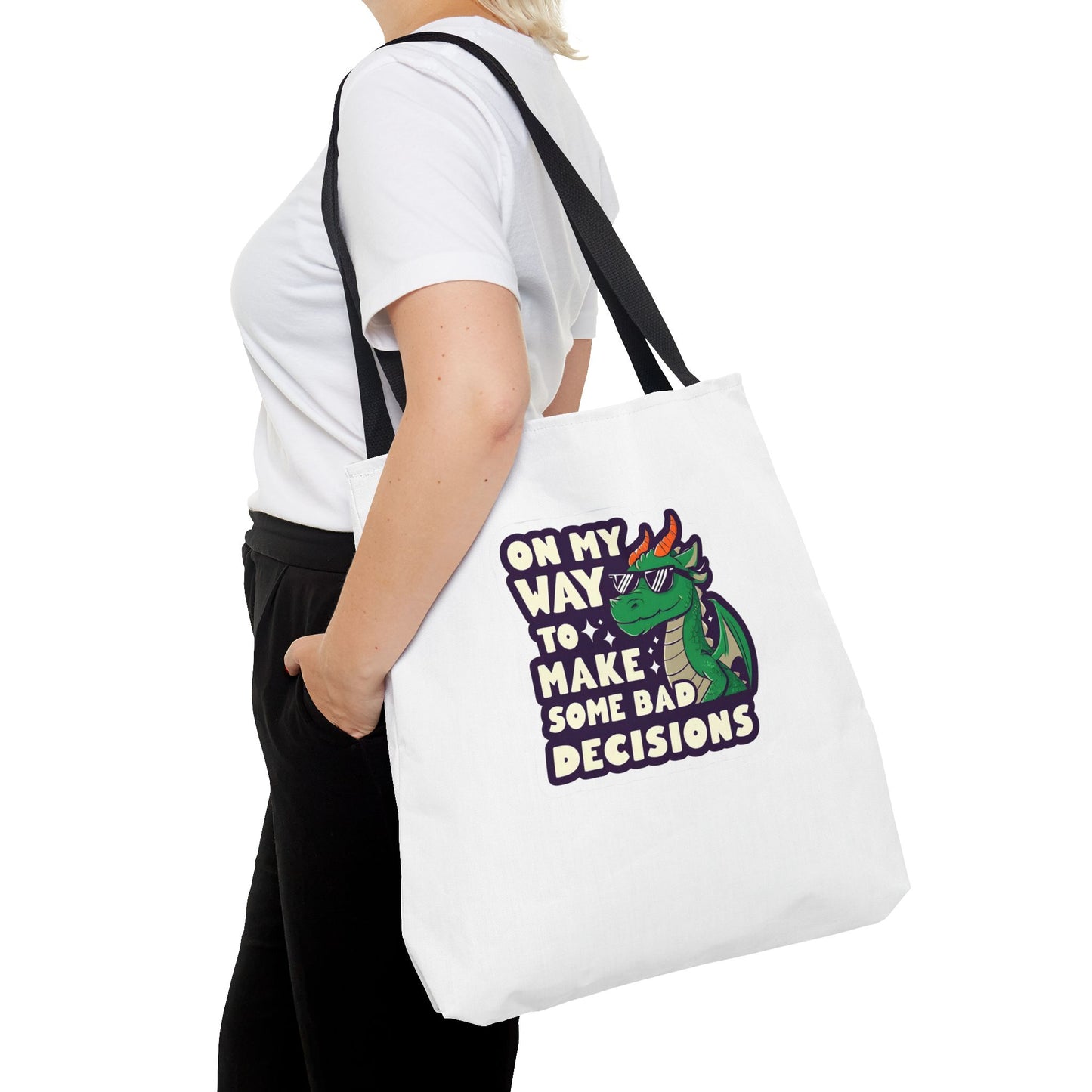 Funny Dragon Tote Bag - "On My Way to Make Some Bad Decisions"
