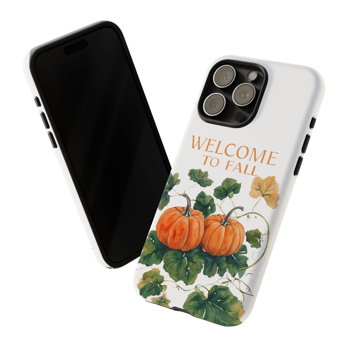 Welcome to Fall Phone Case, Pumpkin Autumn Leaves Design, Fall Aesthetic iPhone Cover, Seasonal Harvest Gift for Her