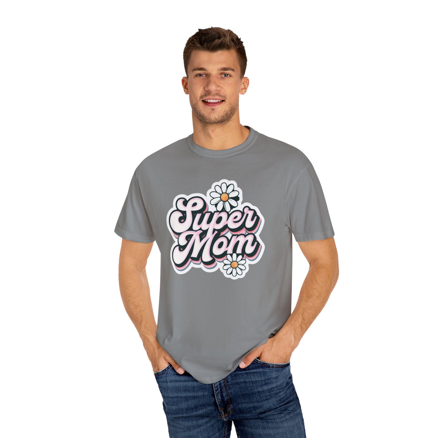 Super Mom T-Shirt, Cute Gift for Mothers Day, Casual Wear, Birthday Tee, Trendy Mom Apparel, Daisies Design