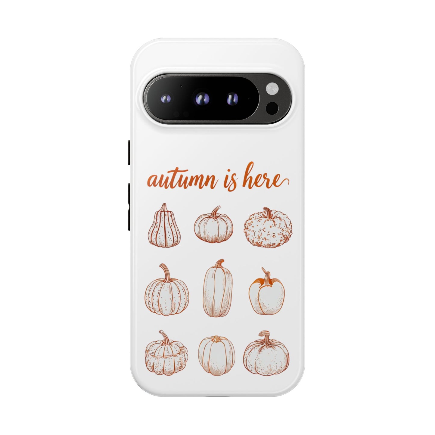 Autumn is Here Pumpkin Phone Case, Fall Pumpkin Illustration Phone Cover, Seasonal Autumn Phone Accessory