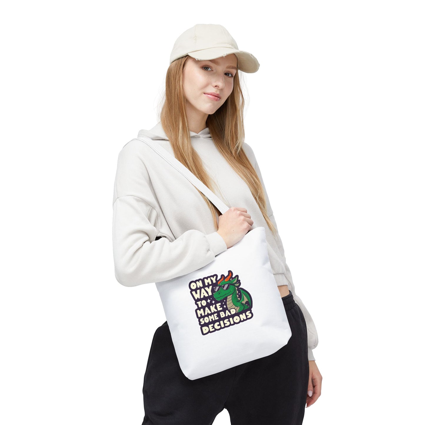 Funny Dragon Tote Bag - "On My Way to Make Some Bad Decisions"