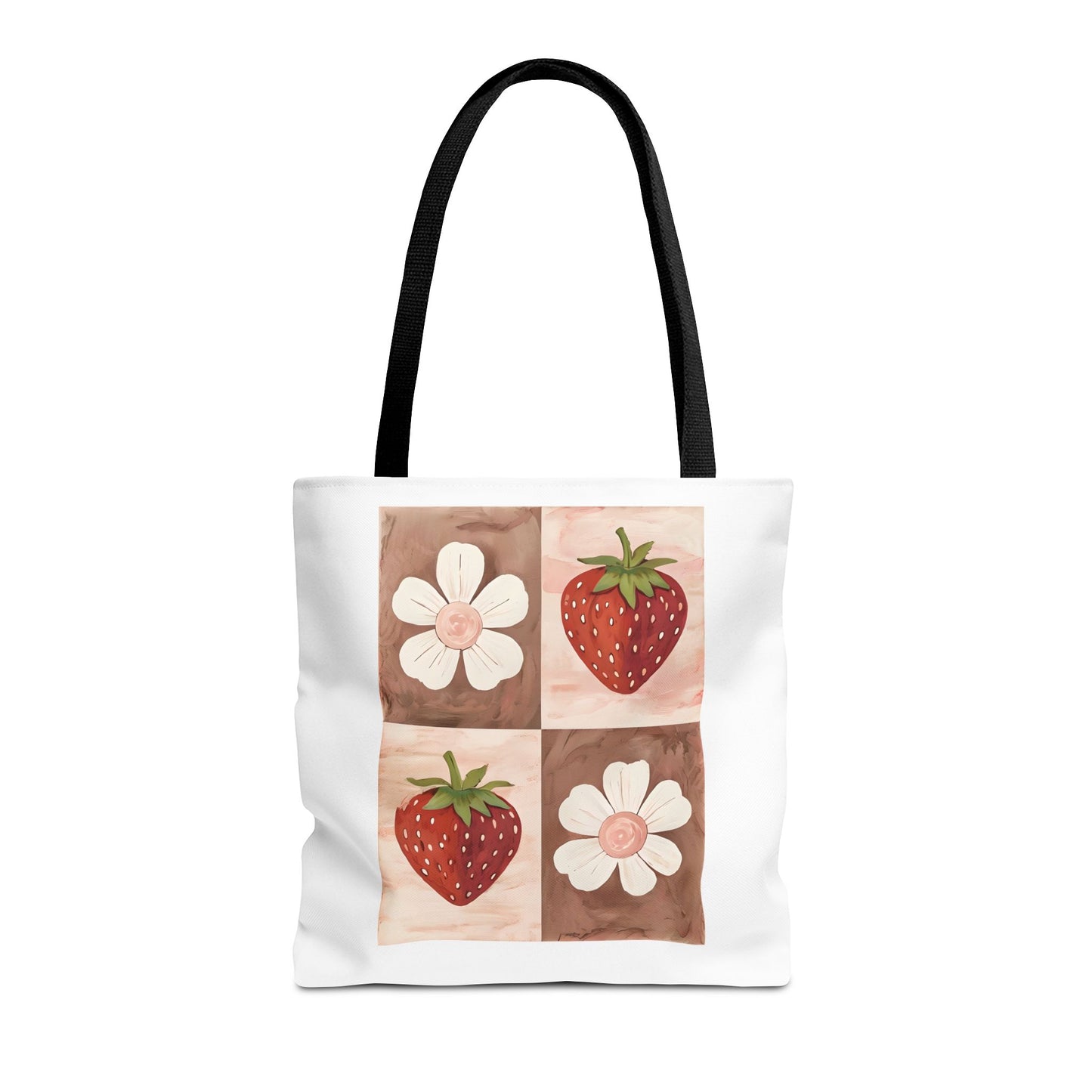 Strawberry Floral Tote Bag, Perfect for Spring, Eco-Friendly Shopping, Farmers Market, Gifts for Her, Cute Weekend Bag