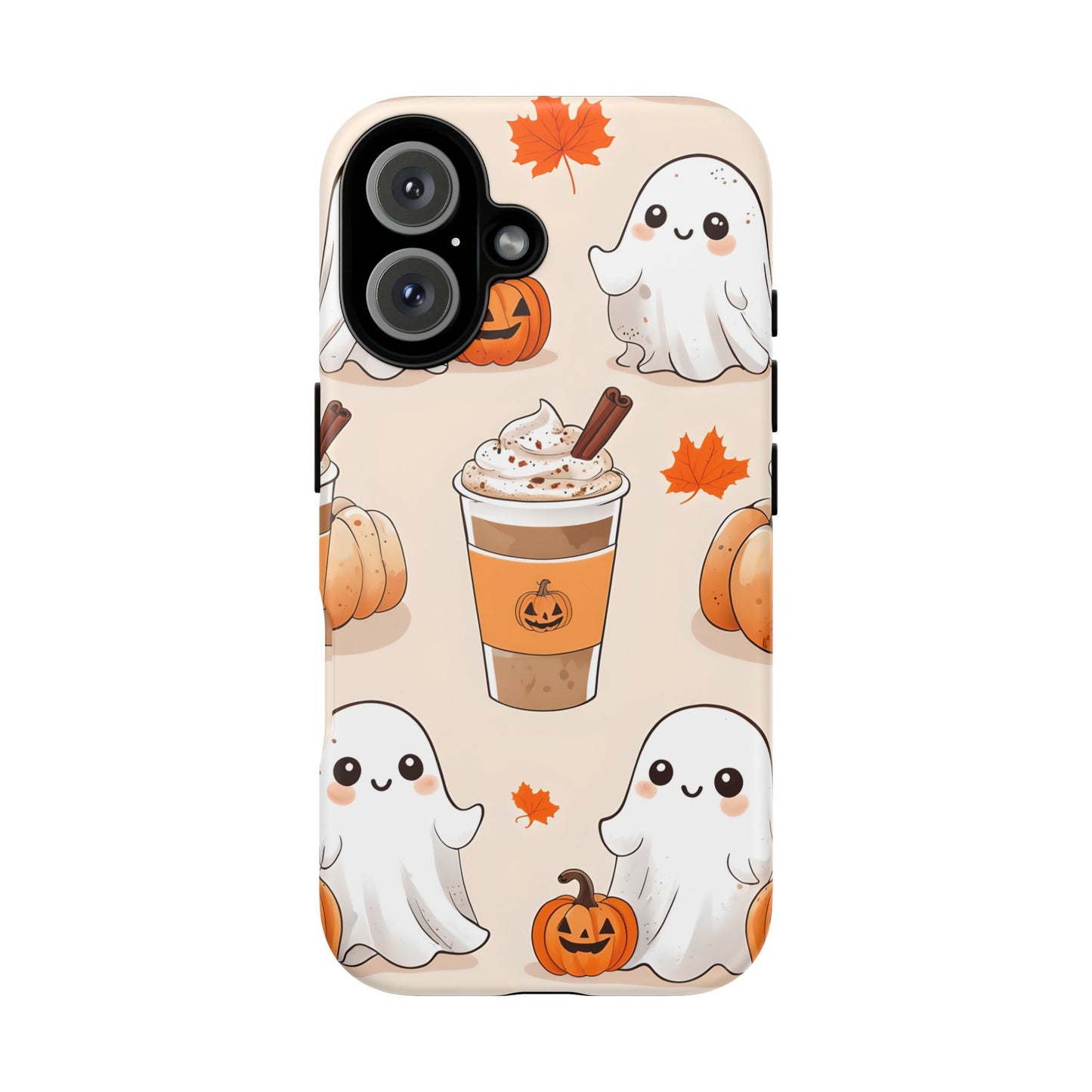 Kawaii Ghost Phone Case, Halloween Coffee Case, Pumpkin Spice iPhone Cover, Cute Fall Phone Grip, Spooky Season Aesthetic