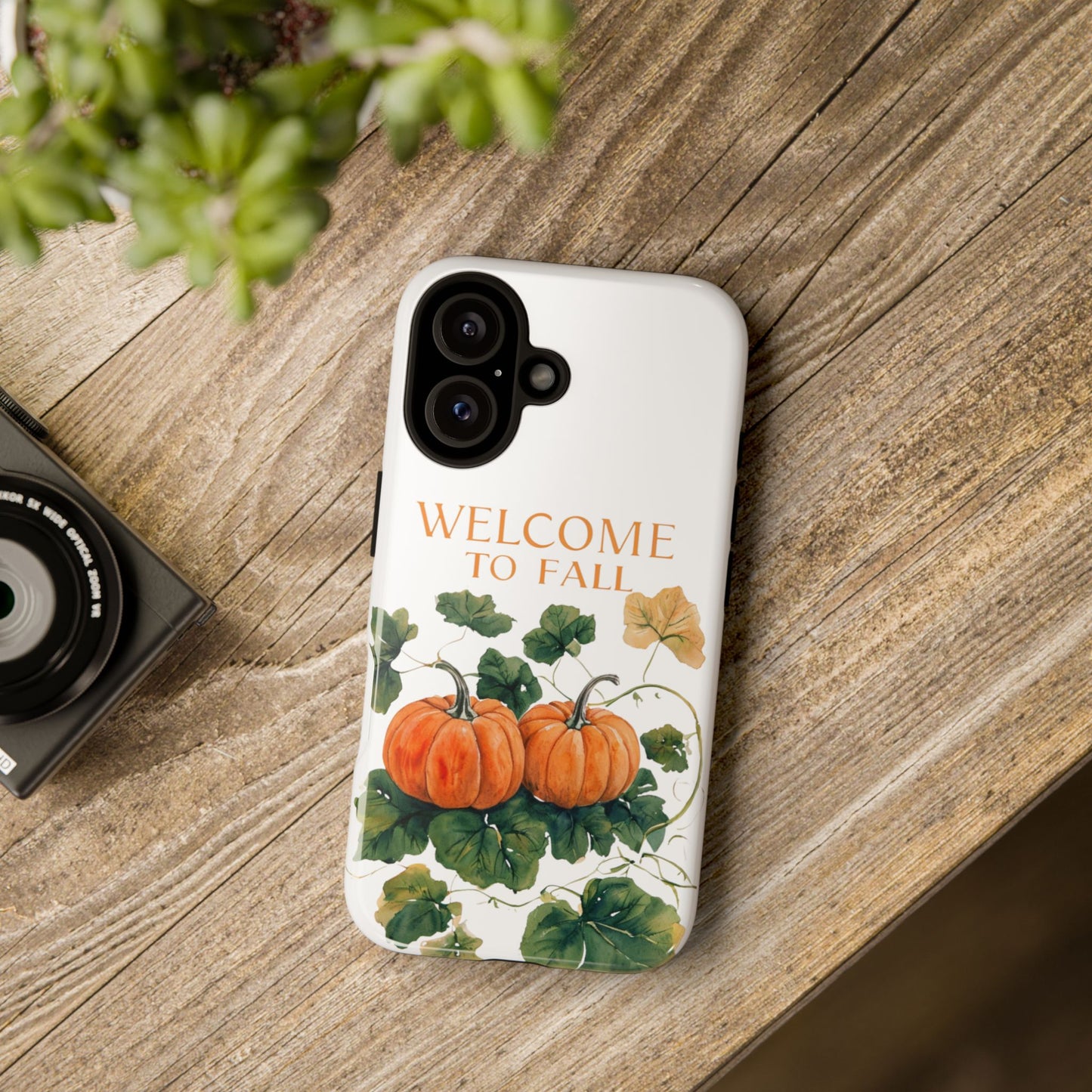Welcome to Fall Phone Case, Pumpkin Autumn Leaves Design, Fall Aesthetic iPhone Cover, Seasonal Harvest Gift for Her