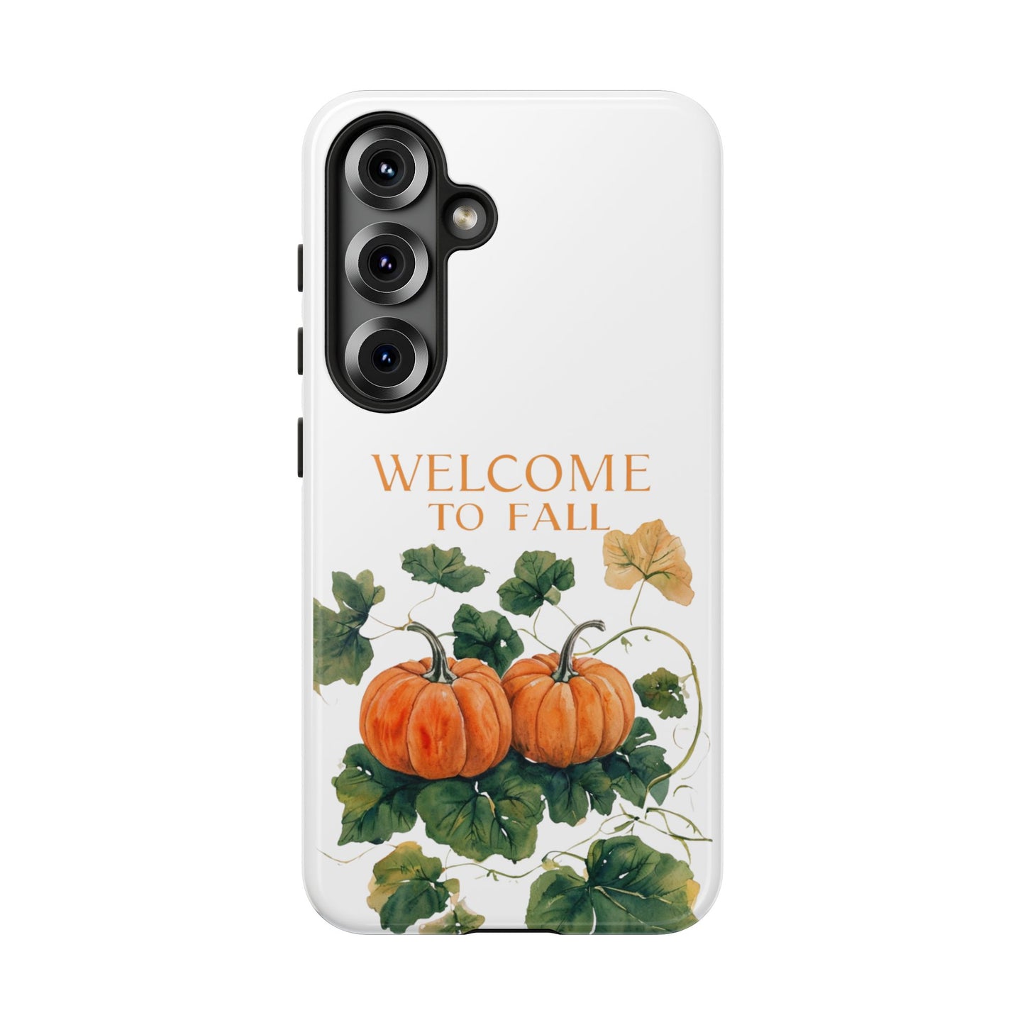 Welcome to Fall Phone Case, Pumpkin Autumn Leaves Design, Fall Aesthetic iPhone Cover, Seasonal Harvest Gift for Her