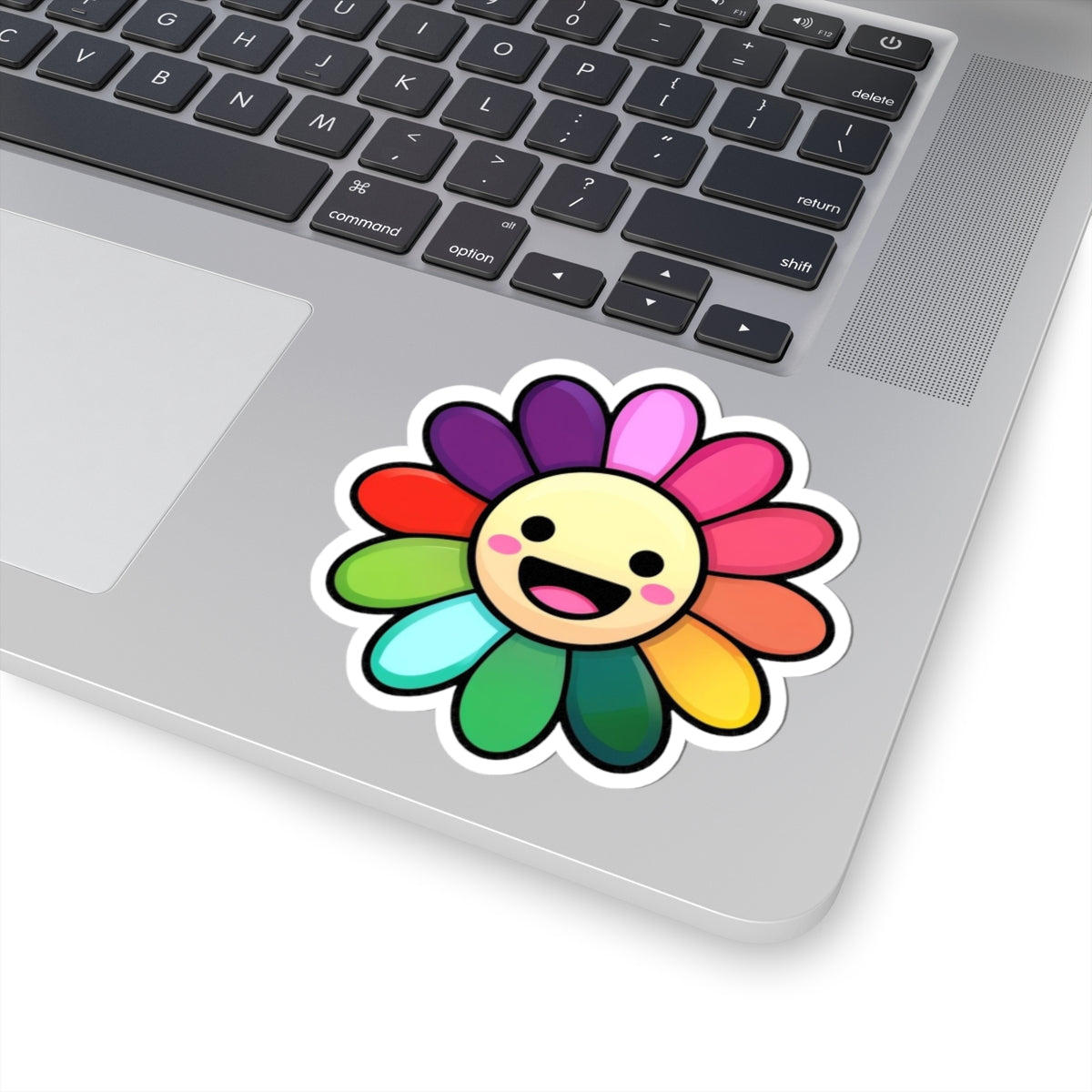 Happy Flower Kiss-Cut Stickers | Cheerful Floral Decals for Laptops, Water Bottles, Kids, Gift Ideas, Happiness Decoration