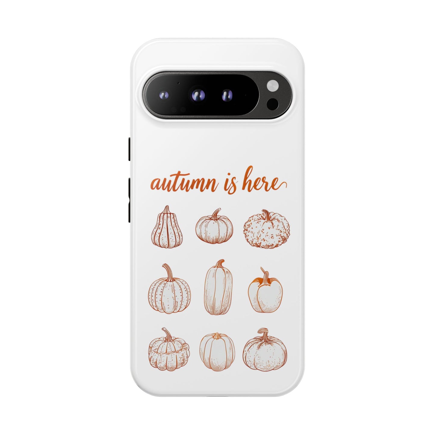 Autumn is Here Pumpkin Phone Case, Fall Pumpkin Illustration Phone Cover, Seasonal Autumn Phone Accessory