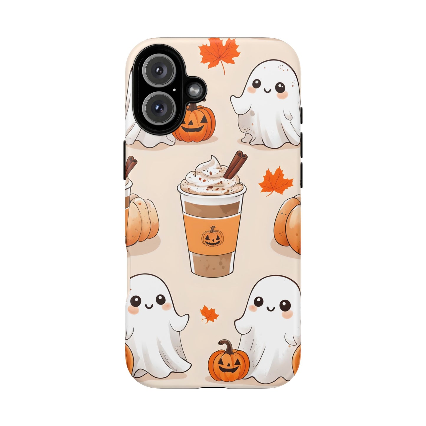 Kawaii Ghost Phone Case, Halloween Coffee Case, Pumpkin Spice iPhone Cover, Cute Fall Phone Grip, Spooky Season Aesthetic