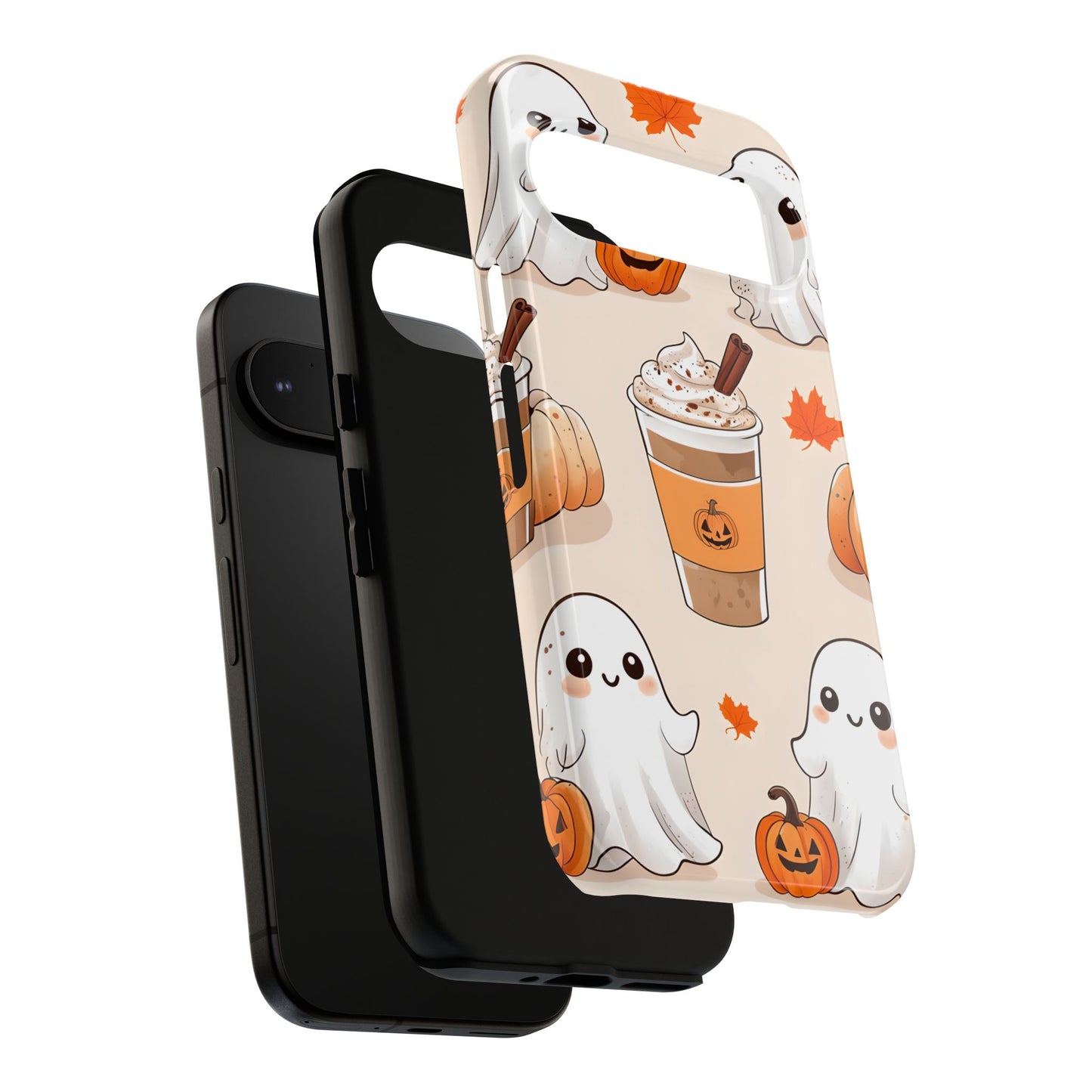 Kawaii Ghost Phone Case, Halloween Coffee Case, Pumpkin Spice iPhone Cover, Cute Fall Phone Grip, Spooky Season Aesthetic