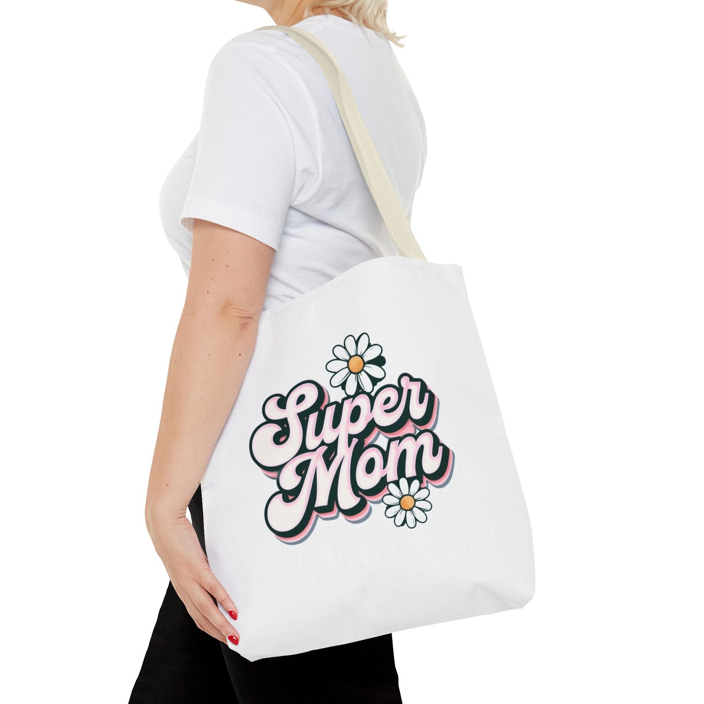 Super Mom Tote Bag - Floral Gift for Mothers Day, Shopping Bag, Eco-Friendly, Everyday Use, Mother's Day Gift, Mom Life