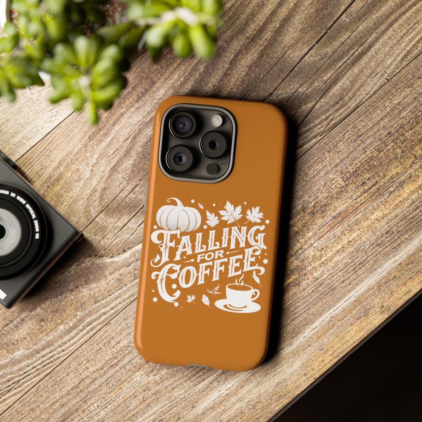 Falling for Coffee Phone Case, Fall Pumpkin Coffee Lover Gift, Autumn Phone Cover, Cozy Coffee Vibes Case, Pumpkin Spice Season Accessory