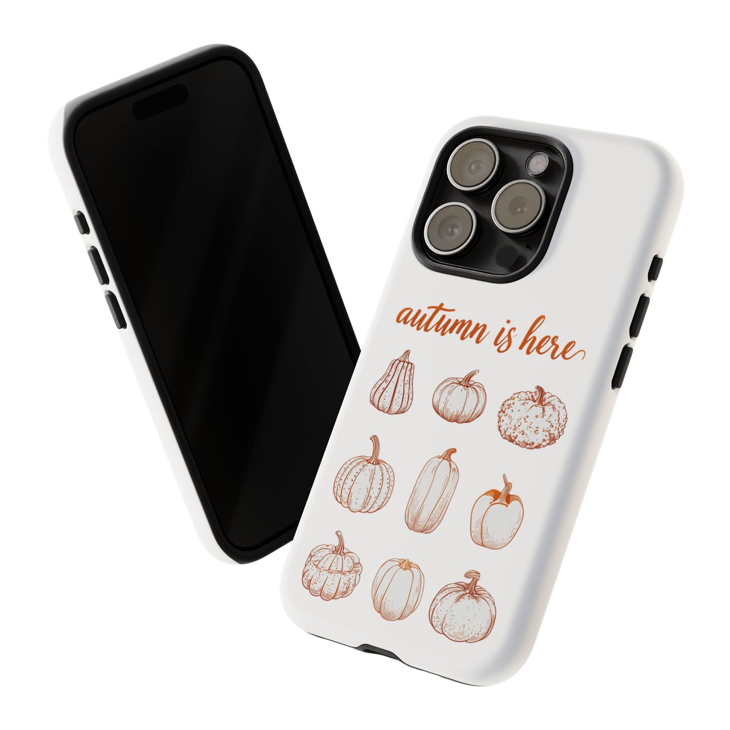 Autumn is Here Pumpkin Phone Case, Fall Pumpkin Illustration Phone Cover, Seasonal Autumn Phone Accessory