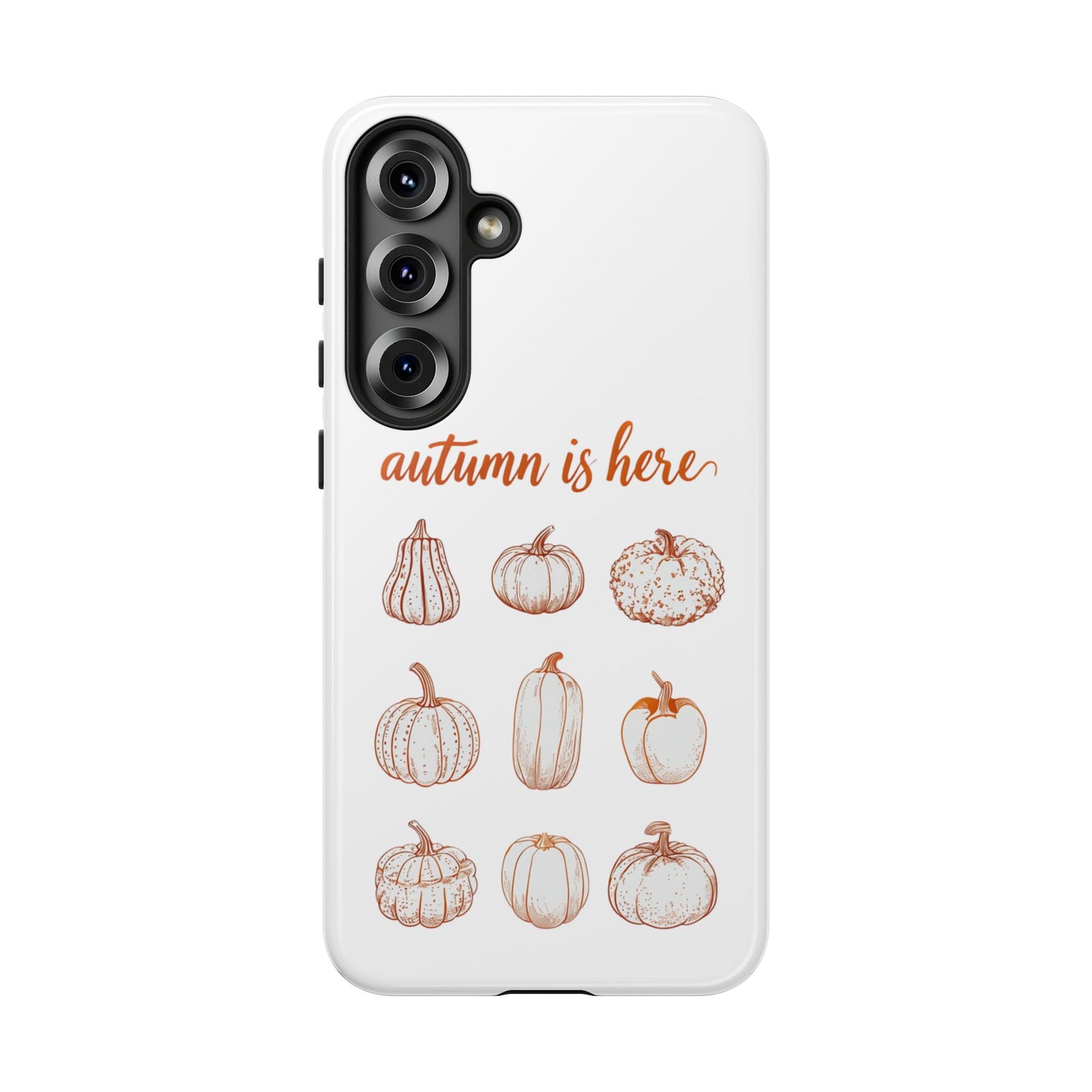Autumn is Here Pumpkin Phone Case, Fall Pumpkin Illustration Phone Cover, Seasonal Autumn Phone Accessory
