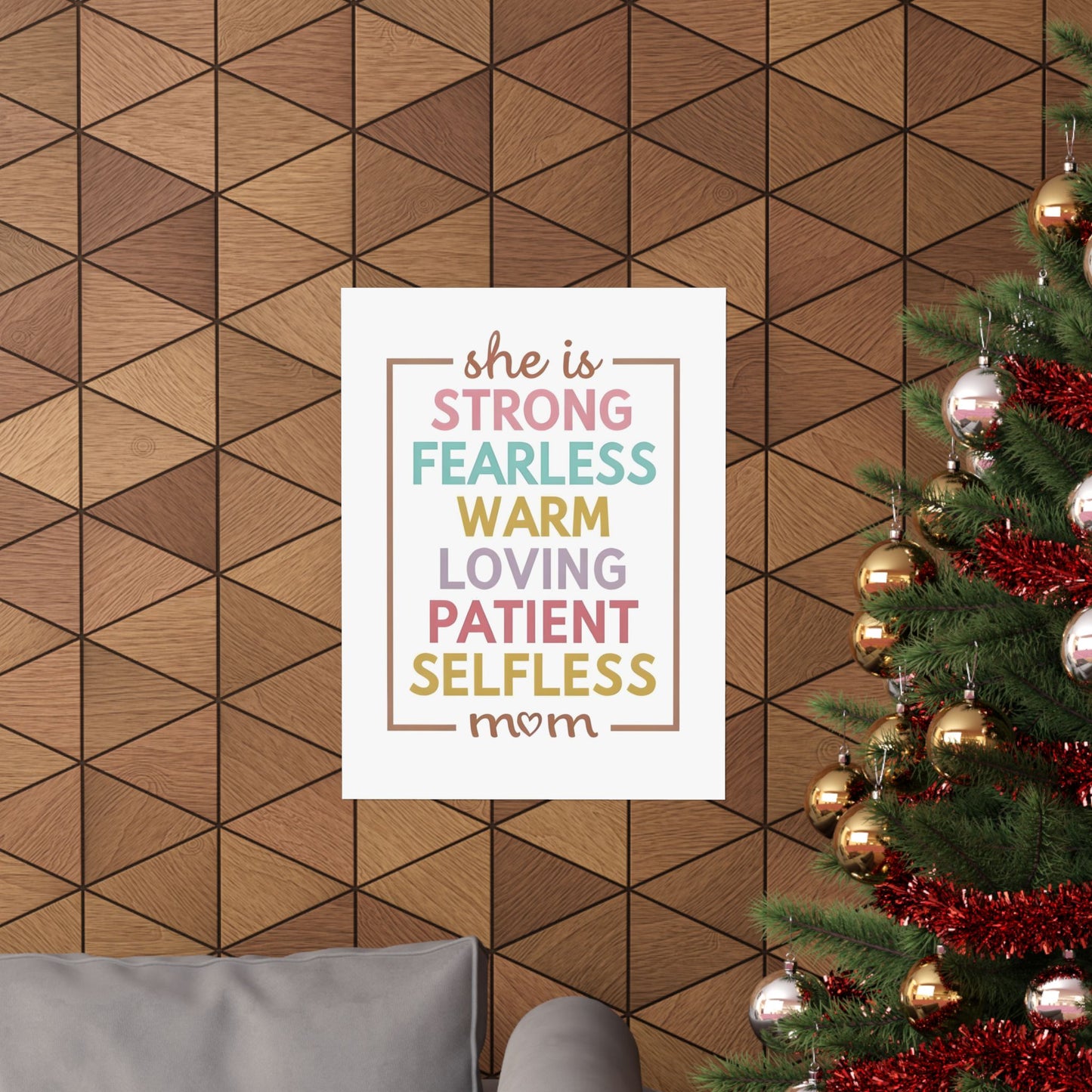 Inspirational Mom Wall Art Poster, Positive Affirmation Decor for Mother's Day, Gift for Mom, Selfless, Warm, Fearless