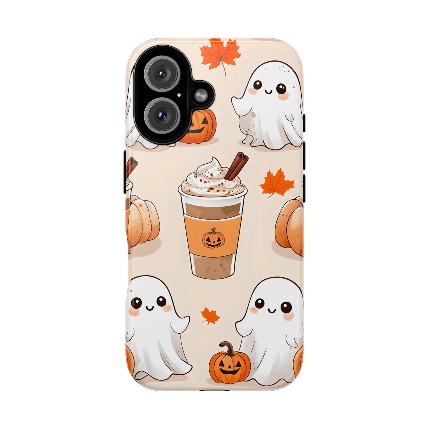 Kawaii Ghost Phone Case, Halloween Coffee Case, Pumpkin Spice iPhone Cover, Cute Fall Phone Grip, Spooky Season Aesthetic