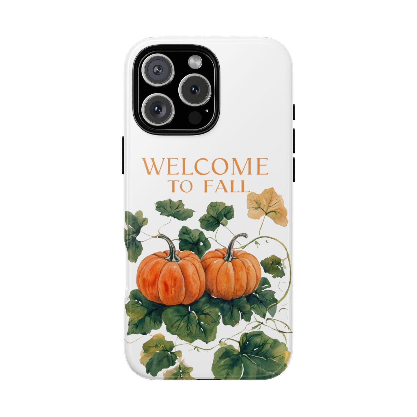 Welcome to Fall Phone Case, Pumpkin Autumn Leaves Design, Fall Aesthetic iPhone Cover, Seasonal Harvest Gift for Her