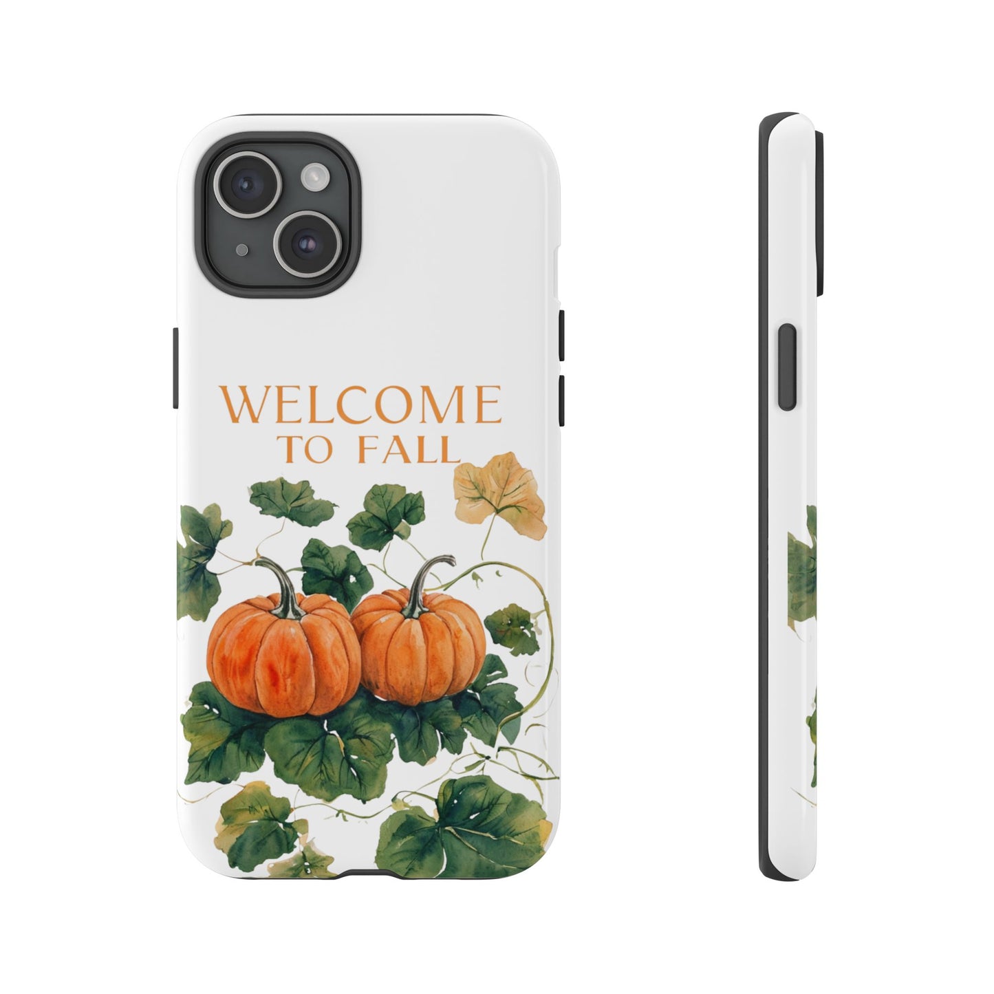 Welcome to Fall Phone Case, Pumpkin Autumn Leaves Design, Fall Aesthetic iPhone Cover, Seasonal Harvest Gift for Her